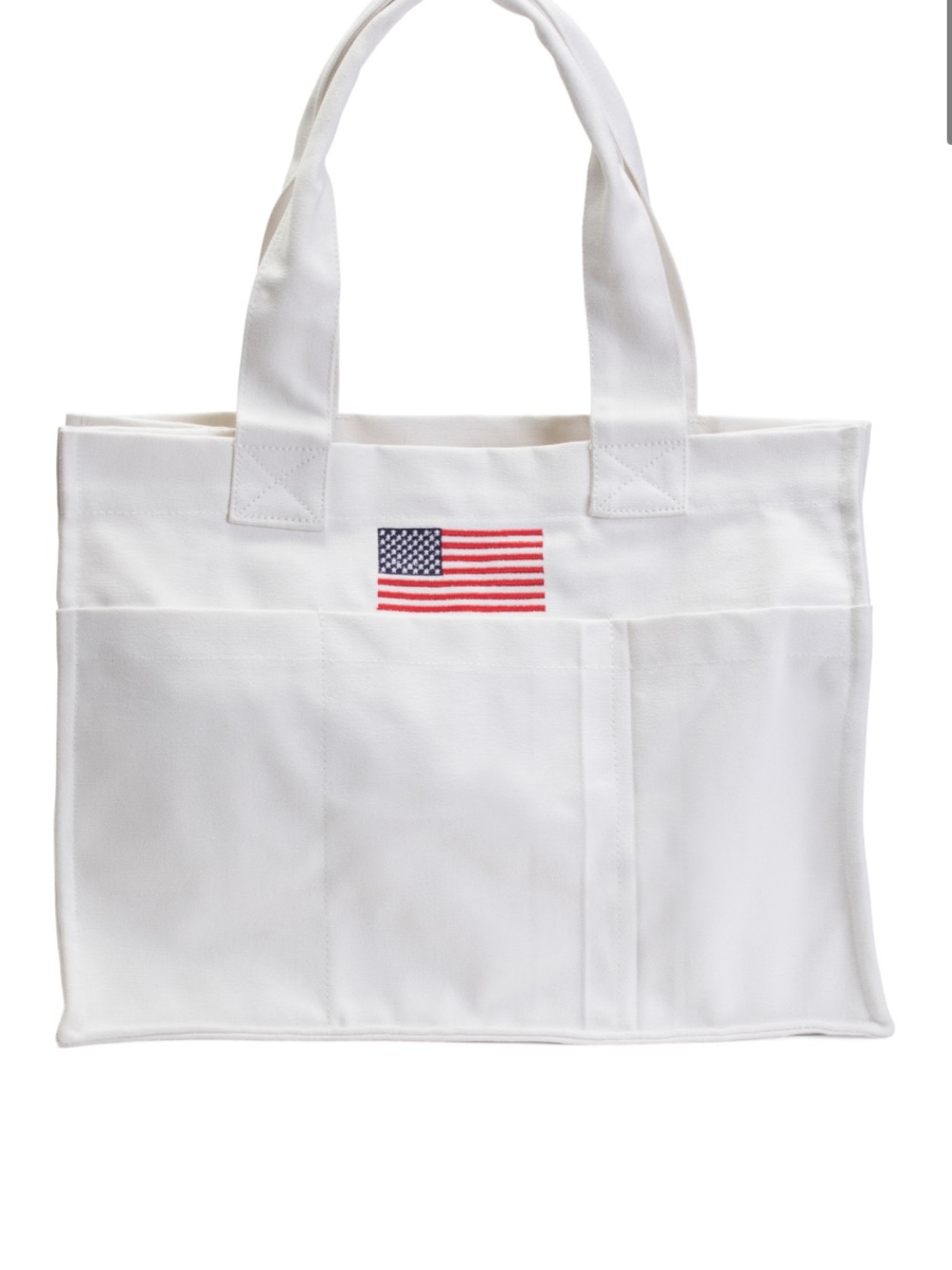 NWT Tommy Bahama White Canvas Tote with Embroidered American Flag